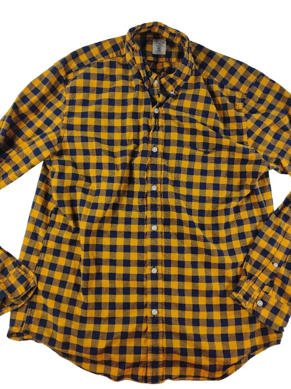 Mens XL Slim Black & Yellow Checkered J.Crew Branded Button-Up Shirt